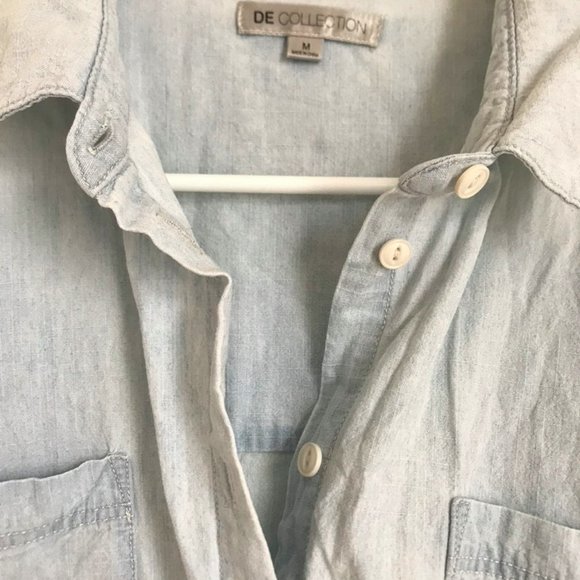 DE COLLECTION Oversized Denim Short Sleeve Shirt - Picture 12 of 12